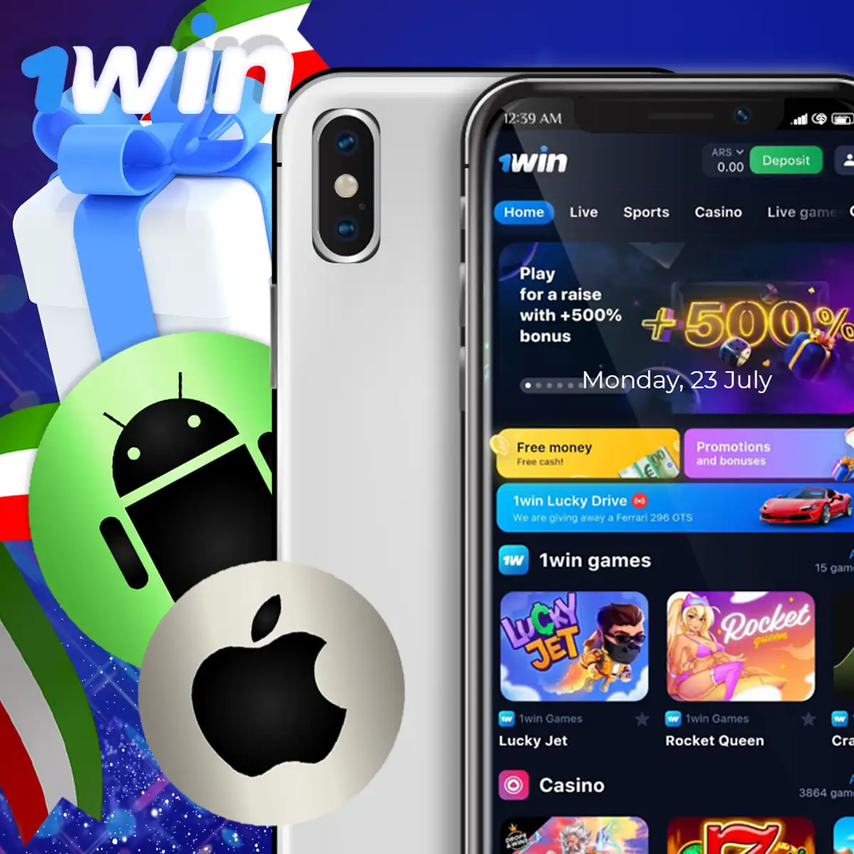 1Win offre un bonus per l'installazione dell'app