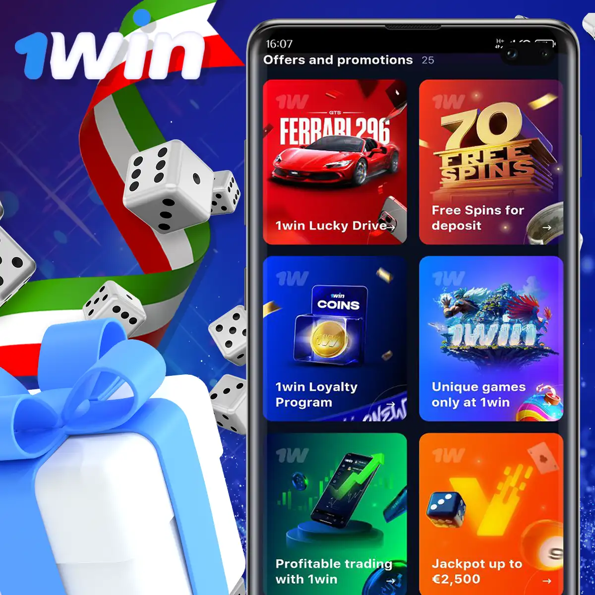 Bonuses and promotions on the 1Win app in Italy