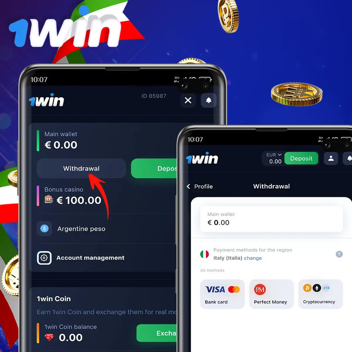 How to withdraw money through the 1Win app