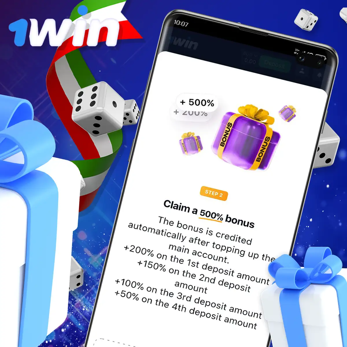 Breakdown of 1Win app bonuses in Italy