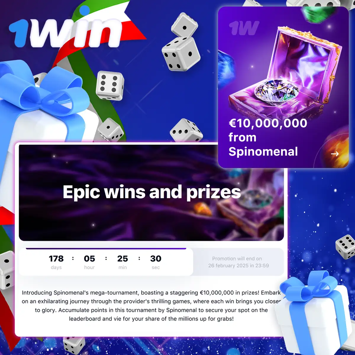 Bonus up to €10,000,000 with Spinomenal