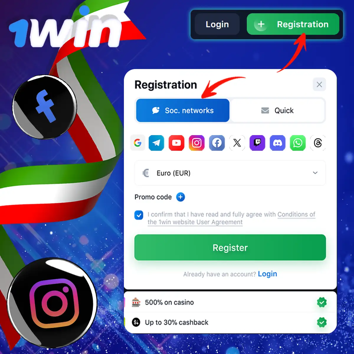 Social media registration