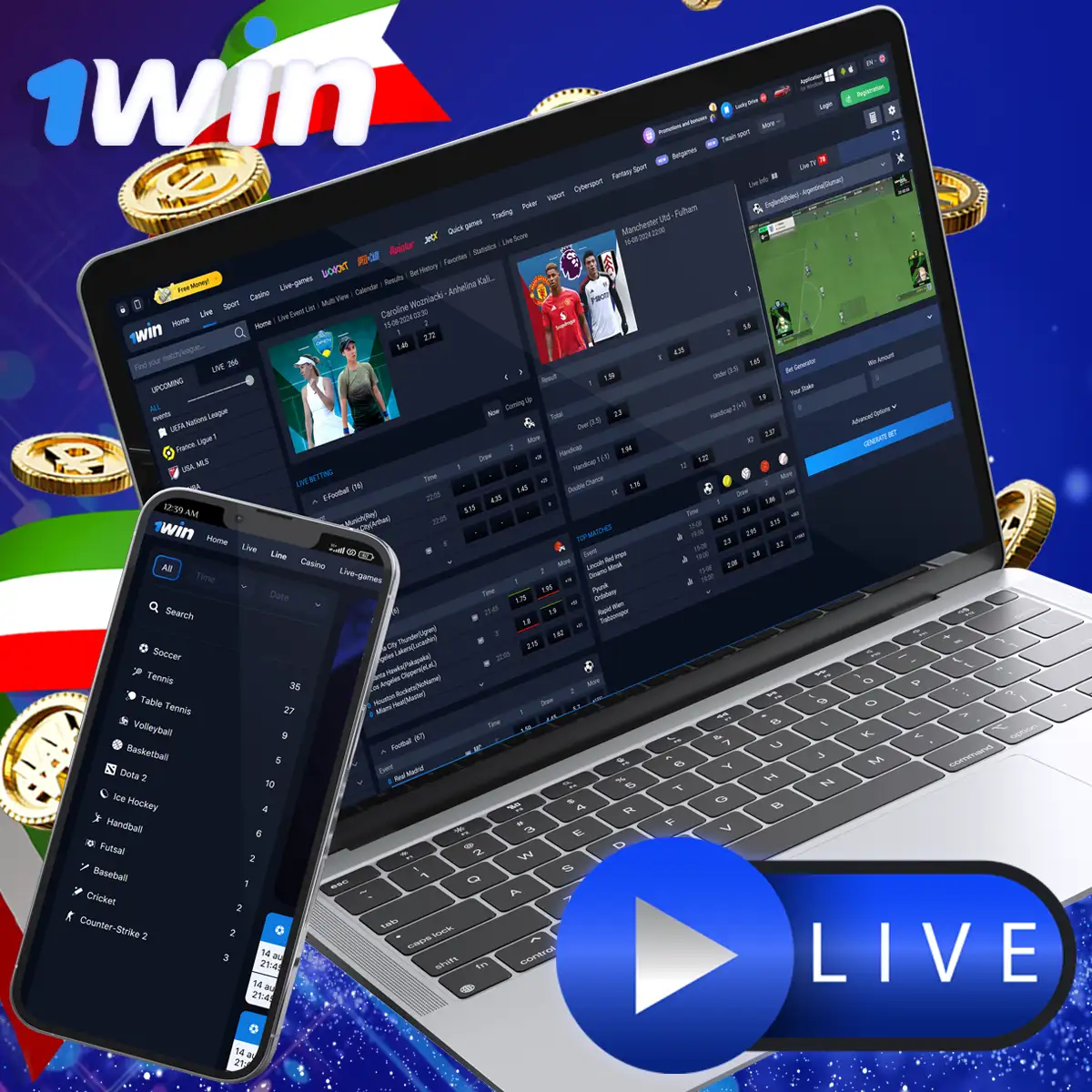 Live betting on 1Win