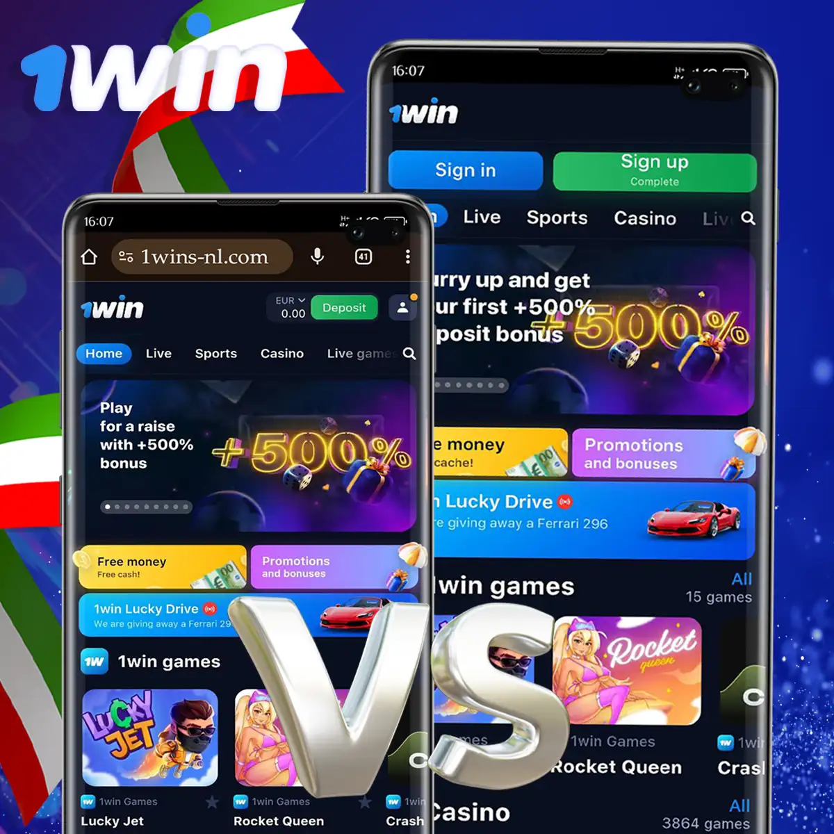 Mobile vs. app: 1Win Italy